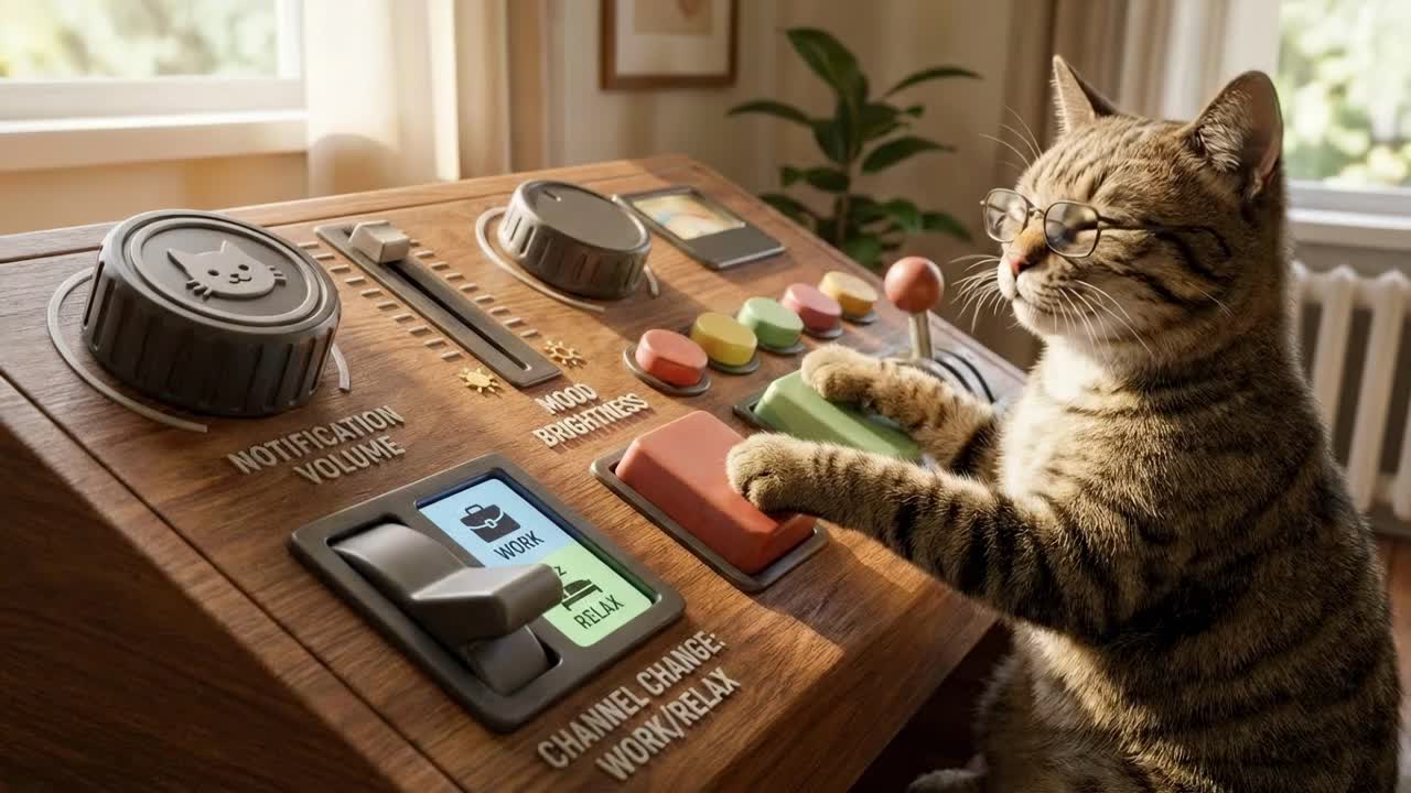 Cat at a control panel