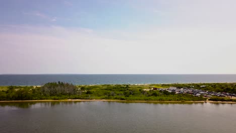 flying over coast of burlingame park in charlestown, rhode island