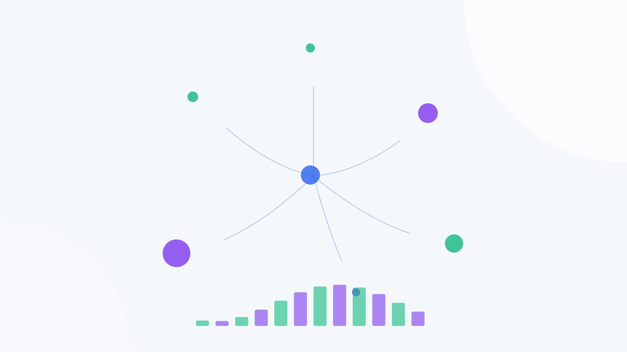 Abstract Motion Graphic with Connecting Nodes and Animated Bar Chart