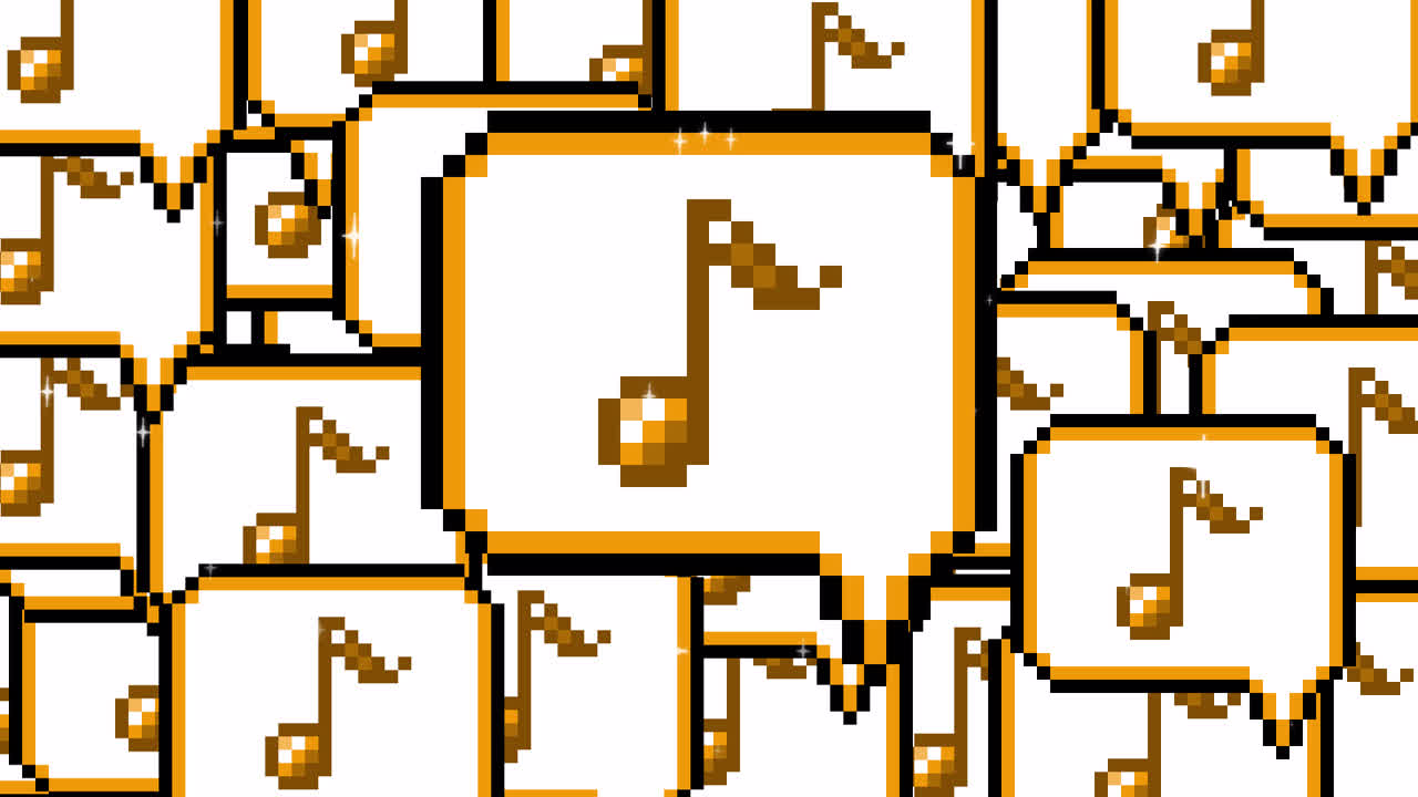 Pixel art pop up speech bubble icon eighth note Transitions. 1080p - 30 fps - Alpha Channel (7).mov