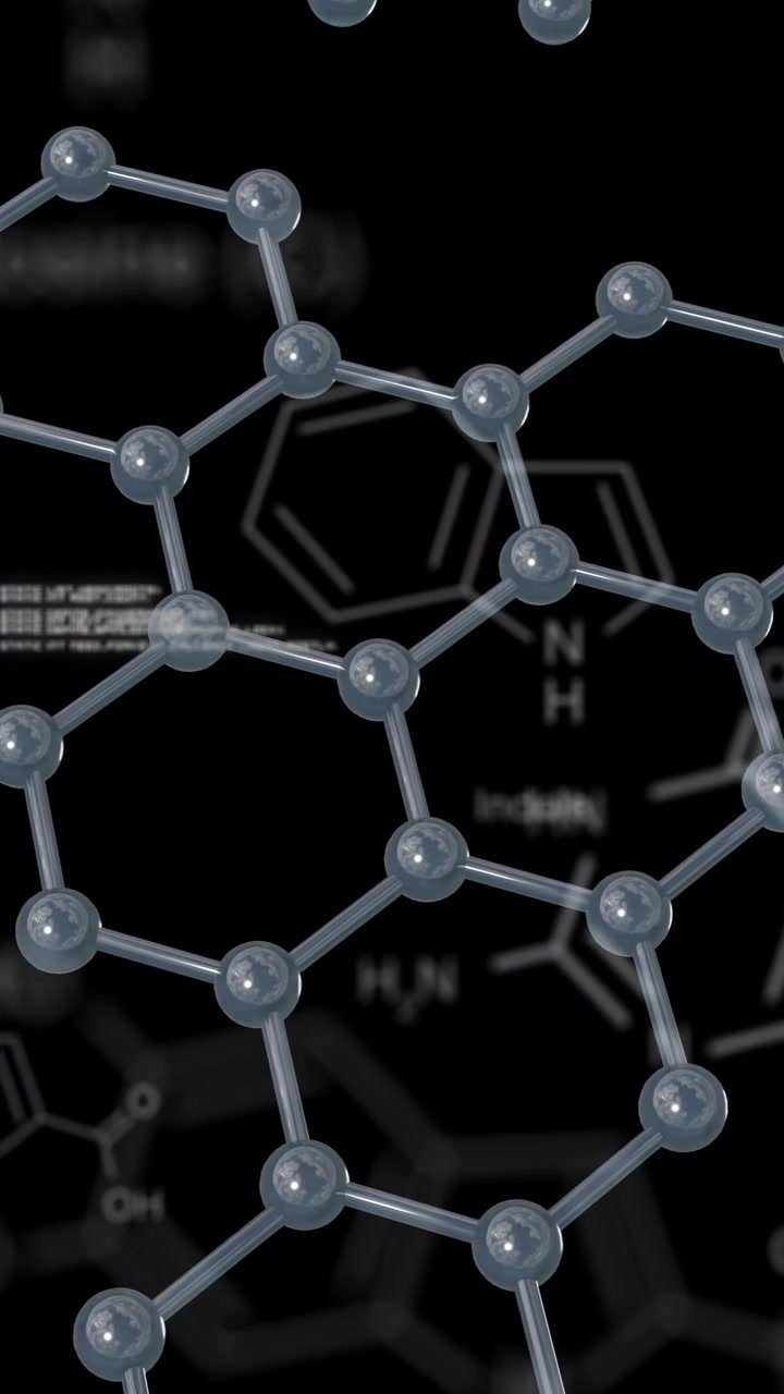 Molecular structure and chemical formulas, scientific research animation