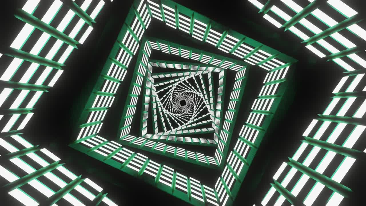 4k video de túnel de energía abstracta en bucle en el espacio con efecto de torsión y rebote. bucle de vj sin costuras volando en el túnel de la nave espacial, nave espacial de ciencia ficción.