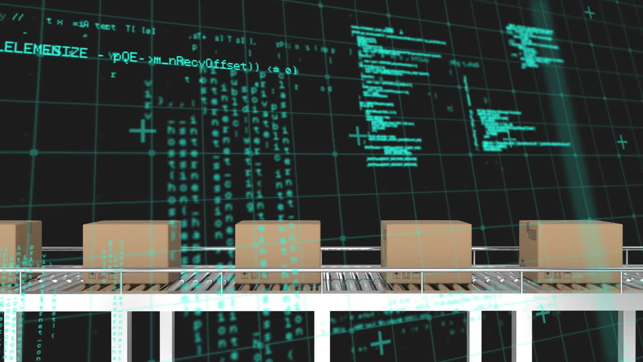 Data processing over grid network against multiple delivery boxes on conveyor belt
