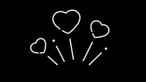 animation pink hearts shape floating on black background.