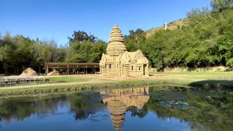 temple and nature reflected in serene pond