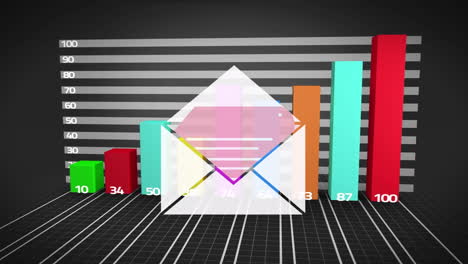 animation of social media icons over network of connections with statistics