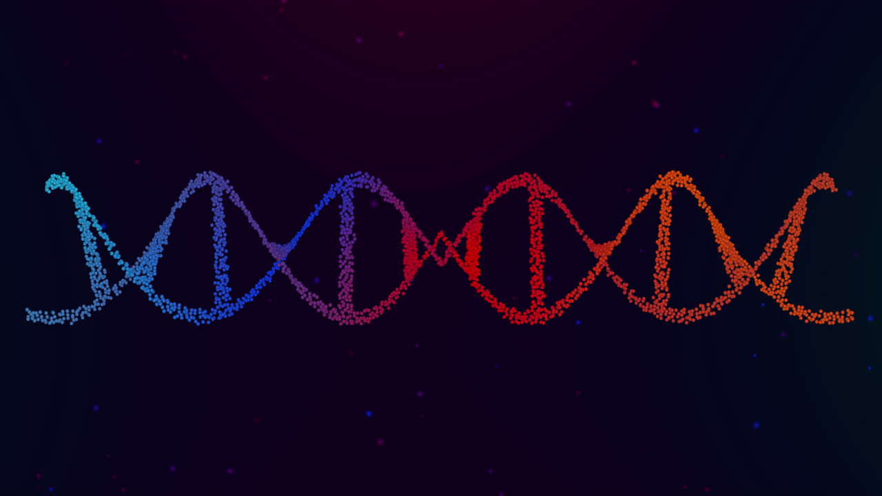animación de macro de hilado de cadena de adn en 3d púrpura