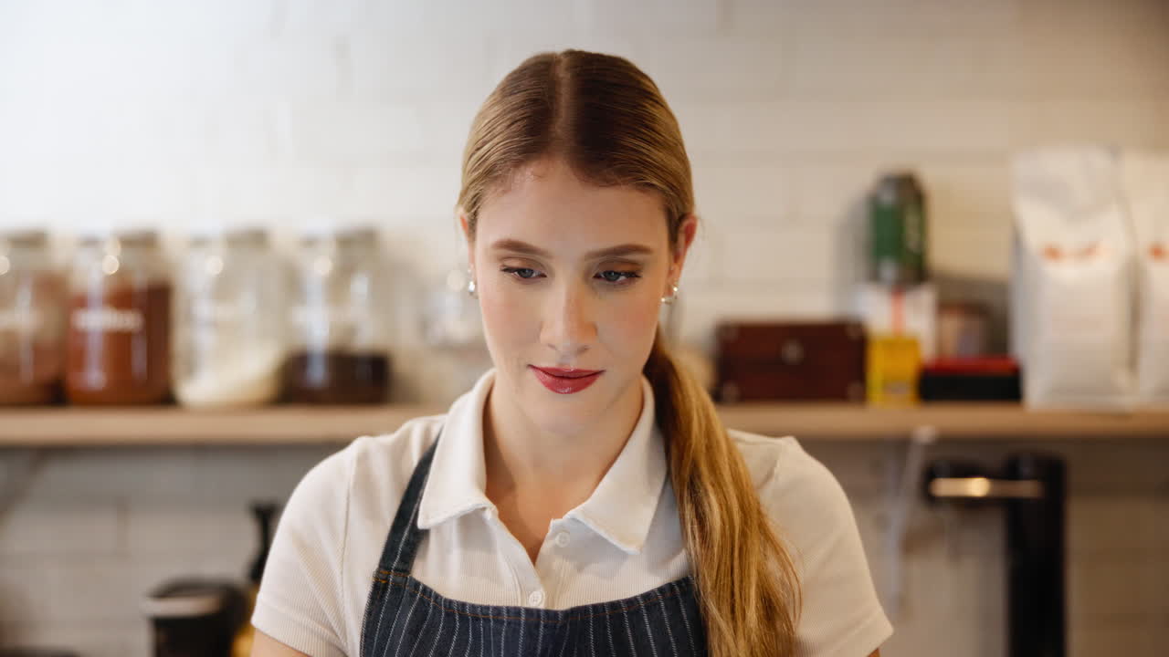 En barista arbejder på en café