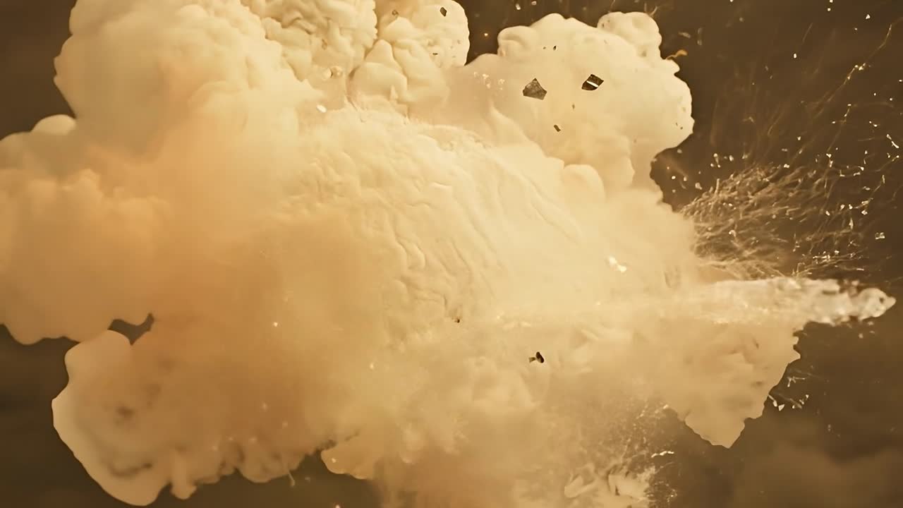 추상적인 폭발, 연기와 먼지