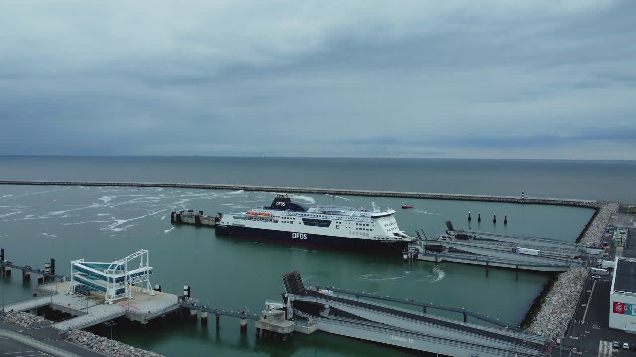 Ferry docking at a port