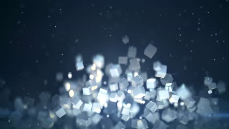 chaotic flying gray cubic shapes loopable 3d render animation