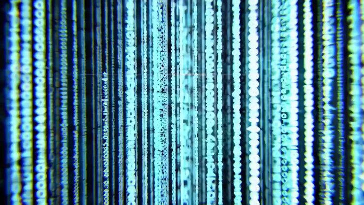 Abstract Blue Digital Code Flowing Vertically