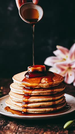 delicious stack of pancakes with maple syrup