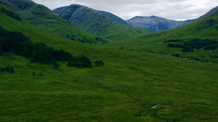 Aerial Drone Shot of a Glen Etive Valley in Scotland 01