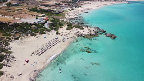aerial drone top view video of famous paradise sandy deep turquoise beach of falasarna in north west crete island, greece
