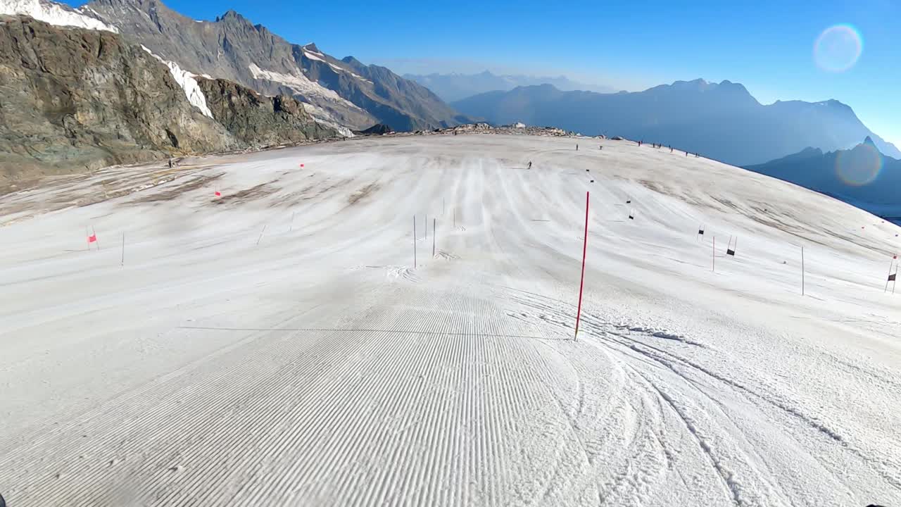 Alpine Skiing Race Slalom Training In Switzerland - POV
