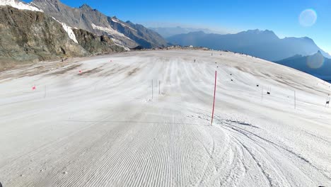alpine skiing race slalom training in switzerland - pov