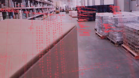 animation of data processing over empty warehouse