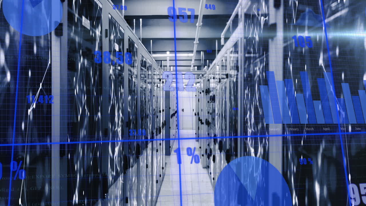 통계 데이터 처리 및 컴퓨터 서버  ⁇ 에 대한 연결 네트워크의 애니메이션