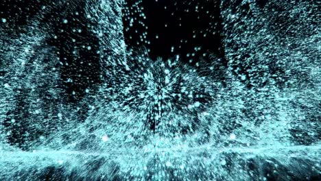 abstract cyan millones de partículas patrón forma de onda oscilación movimiento rápido, visualización tecnología de ondas superficie digital