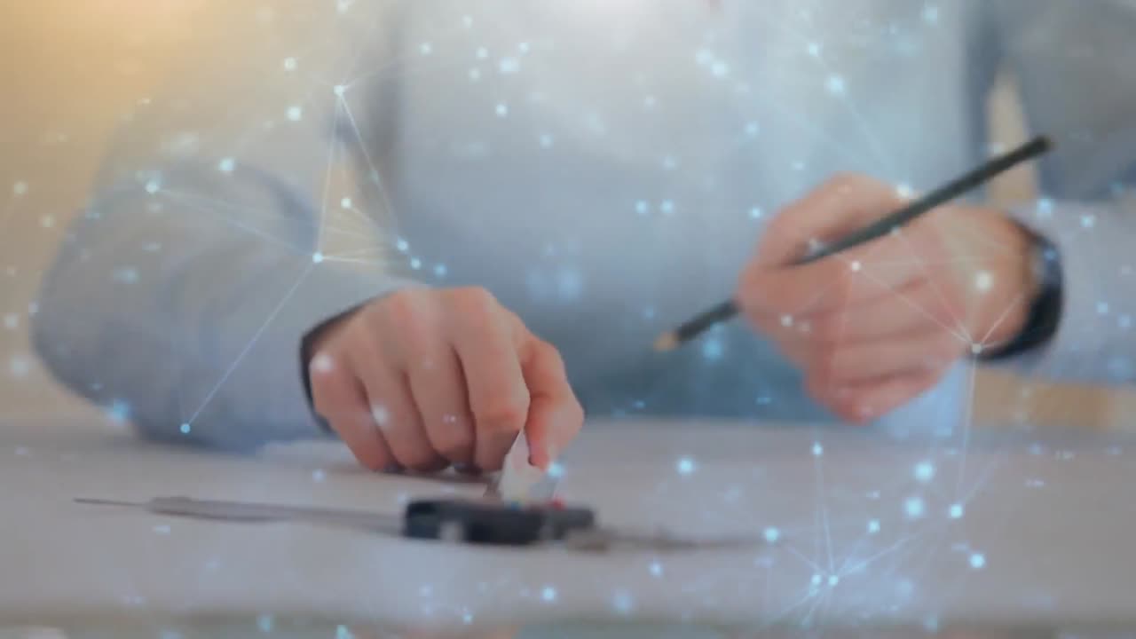 건축가 도면을 통해 연결 네트워크의 애니메이션