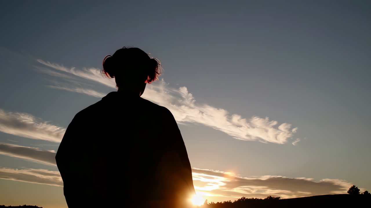 해가 지는 사람 의 실루