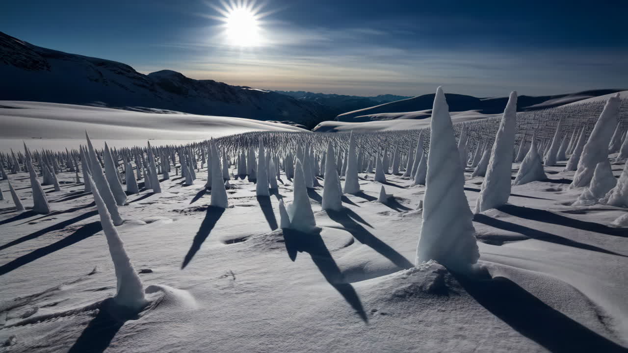 Snowy Mountain Landscape with Ice Formations