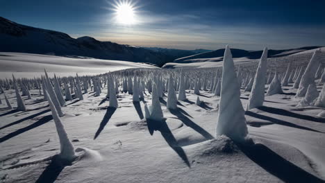 snowy mountain landscape with ice formations