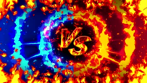 cartoon fire animation. flame loop background. competition. battle game. versus icon. vs icon.