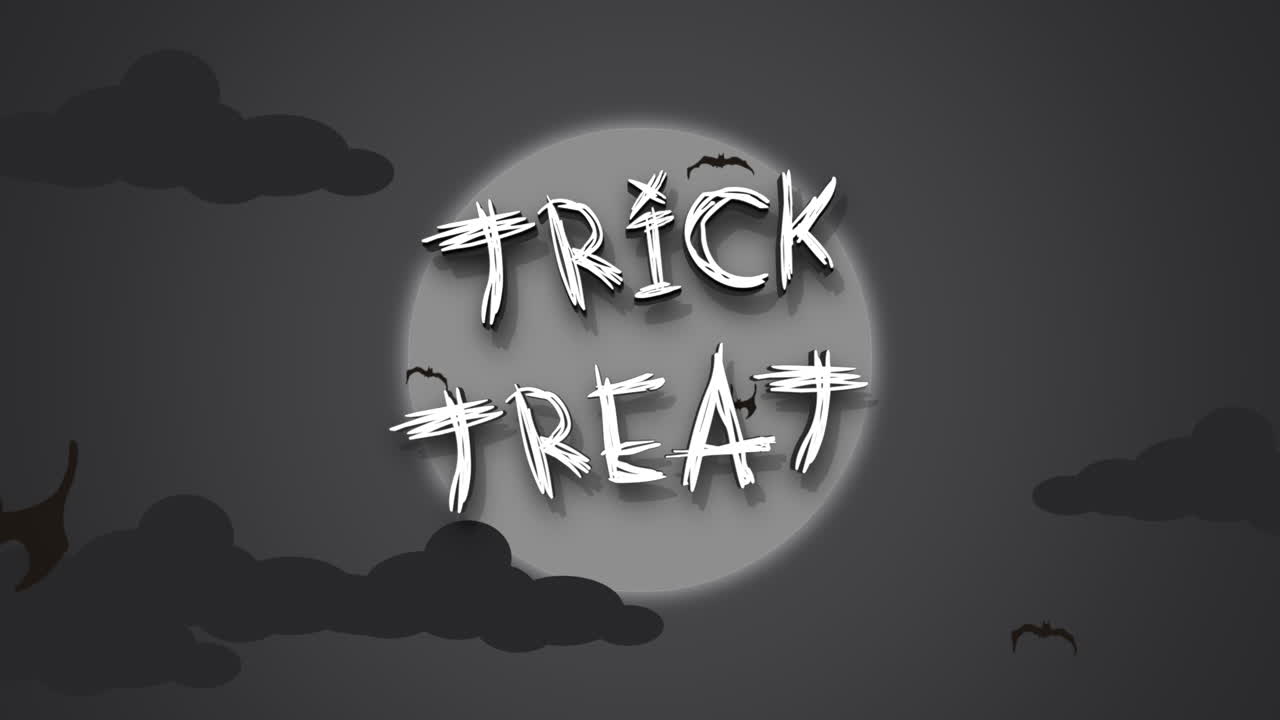 truco o trato con murciélagos voladores y luna grande en la noche