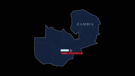 Mapa-Azul-De-Zambia-Con-La-Capital-De-Lusaka-Y-Coordenadas-Geográficas-Sobre-Fondo-Negro.