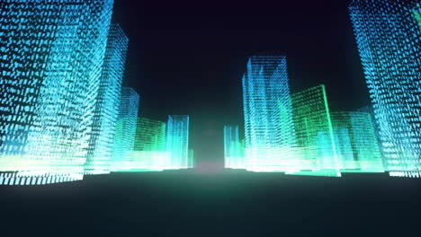 animation of digital city on black background
