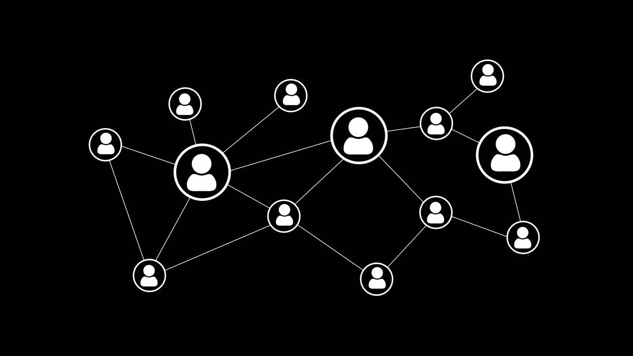 4k 3d icon of people world wide connected social network loop background internet virtual reality