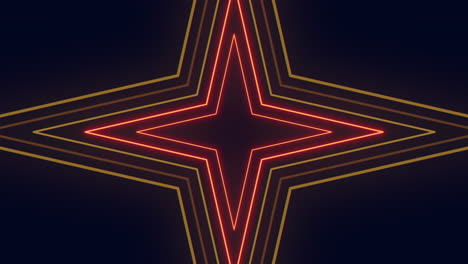 Vibrant-neon-star-in-yellow-lines-on-black-background