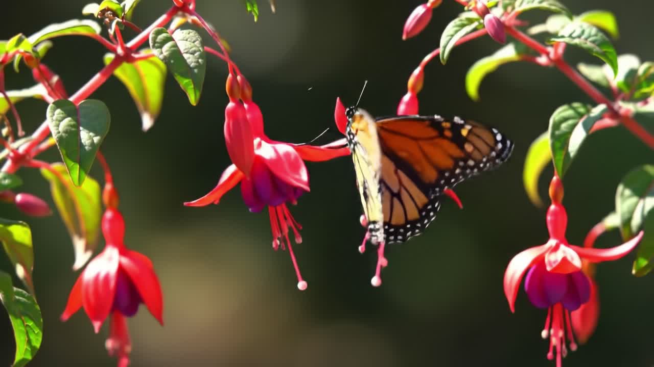 Captivating Monarch Butterfly Dancing Among Vibrant Flowers, Showcasing Nature's Splendor in a Delightful Floral Scene