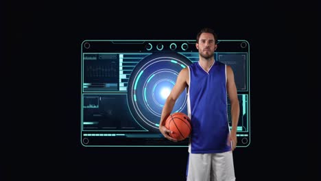 Animation-of-scopes-scanning-and-data-processing-with-male-basketball-player