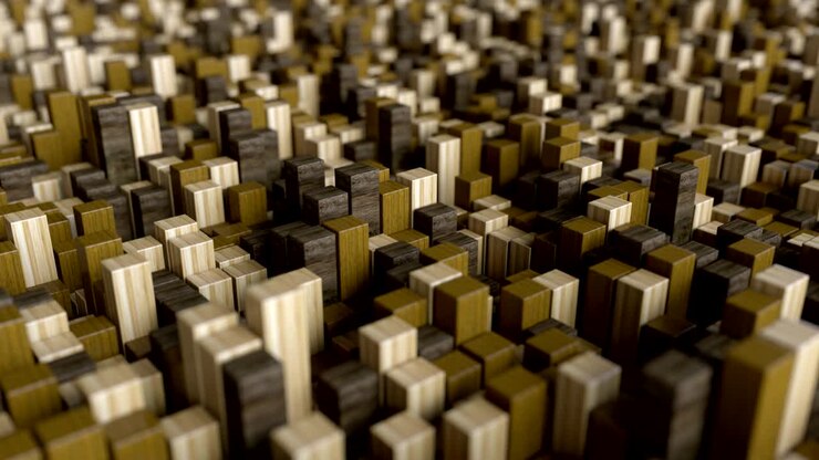 4K Abstract Wood Cubes.