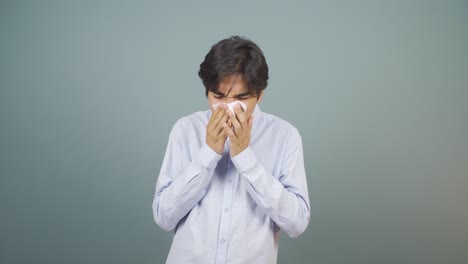 the sneezing man. patient.