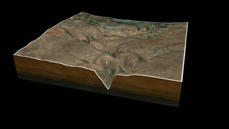 빅토리아 폭포 지형 지도 3d 렌더링 360도 루프 애니메이션