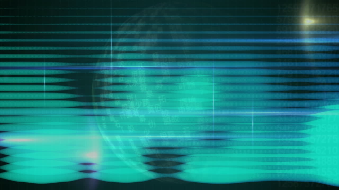 анимация зеленых линий и огней, движущихся на черном фоне