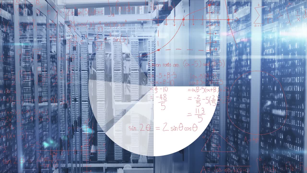 animación del procesamiento de datos en la sala de servidores