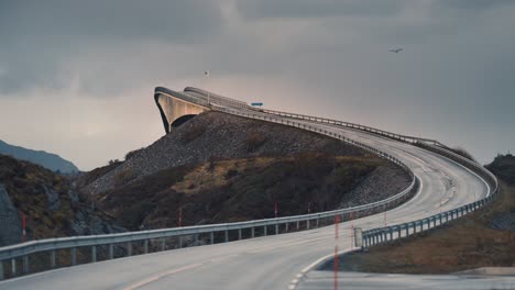 storseisundet bridge on the atlantic road rises above the landscape