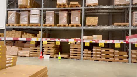 navigating aisles and shelves in a busy warehouse