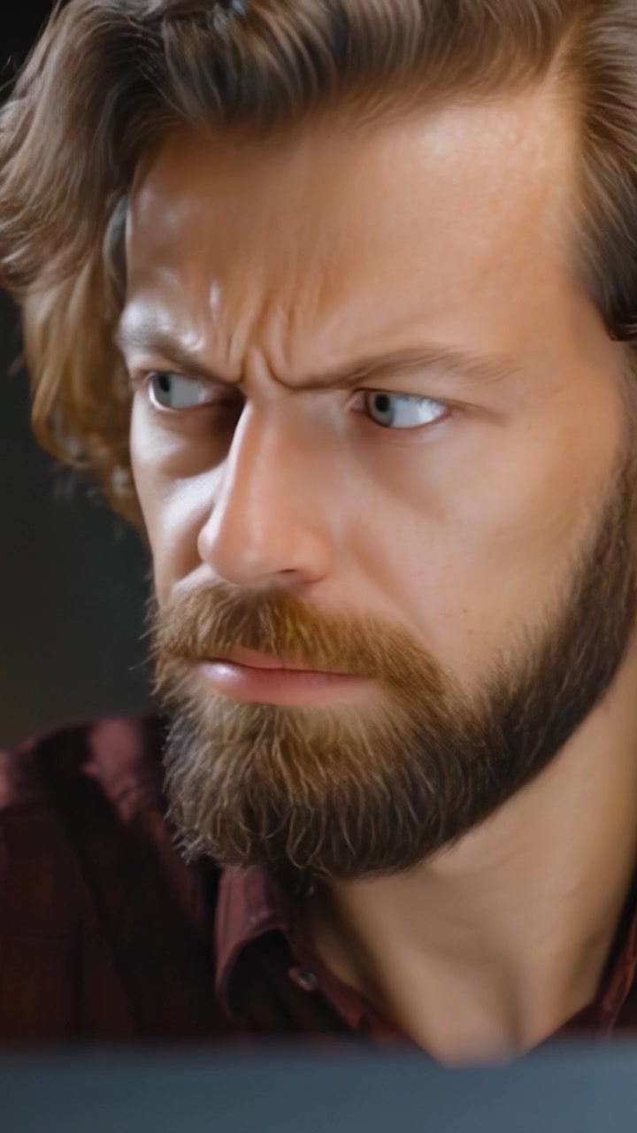 A Deeply Concentrated Man Showing Intense Emotions as He Engages with His Work, Captured in Two Evolving Frames of Focused Determination and Contemplation