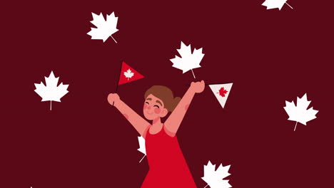 girl celebrating canada day