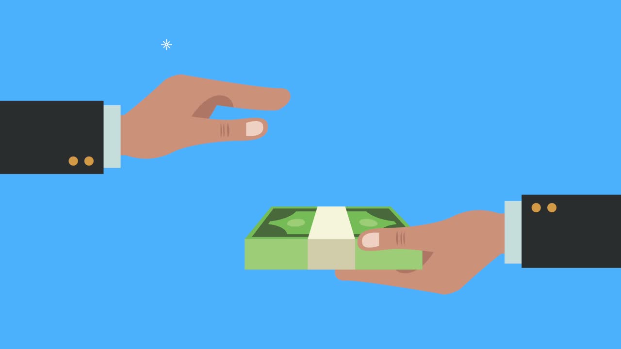 비즈니스 손은 청구서를 지불하는 돈 달러