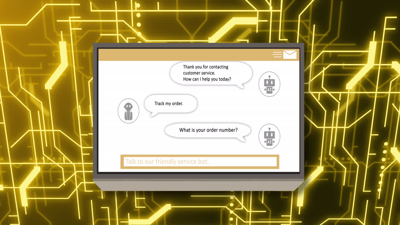 컴퓨터 회로판을 통해 데이터 처리의 애니메이션