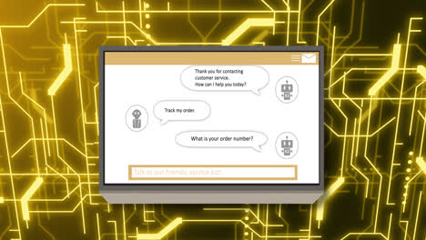 animación de un procesamiento de datos sobre una placa de circuitos informáticos