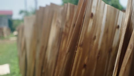 stacked wooden boards