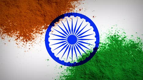 india flag ashoka chakra rotating, color powder with chakra